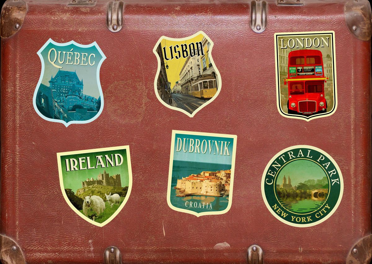 Dubrovnik Croatia Travel Sticker: Vintage Suitcase Decal