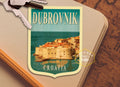 Dubrovnik Croatia Travel Sticker: Vintage Suitcase Decal