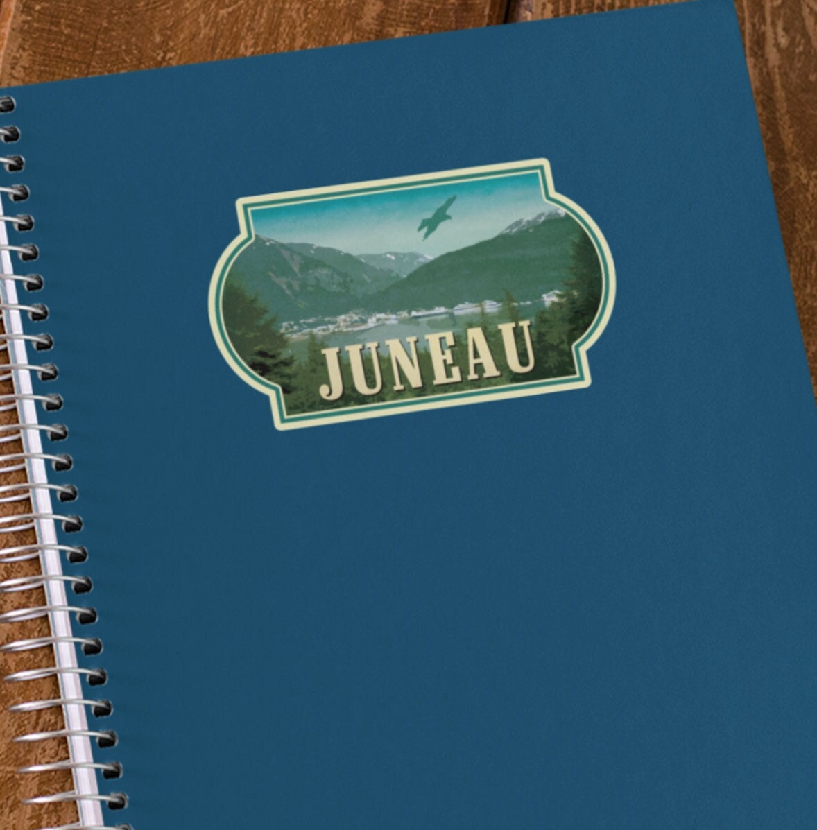Juneau, Alaska travel sticker, vintage style decal for suitcase, luggage, laptop or water bottle