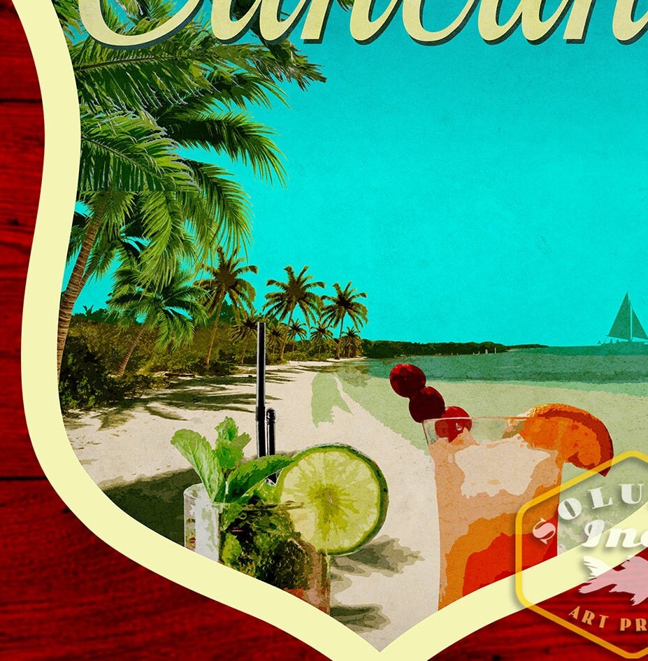 Cancun Mexico travel sticker, vintage style decal for suitcase, luggage, laptop or water bottle