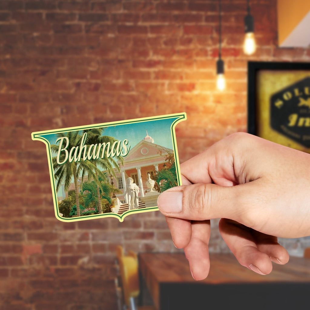 Bahamas travel sticker, vintage style decal for suitcase, luggage, laptop or water bottle
