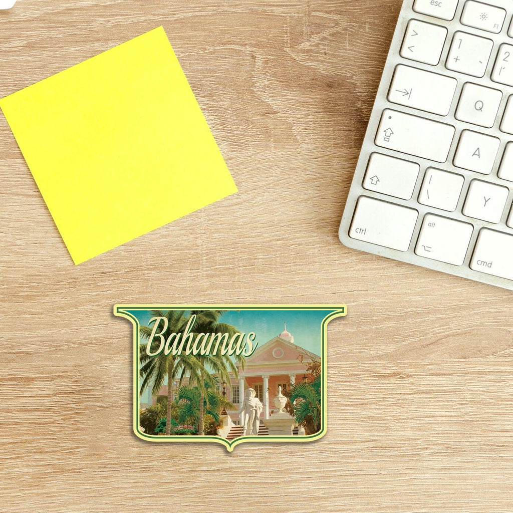 Bahamas travel sticker, vintage style decal for suitcase, luggage, laptop or water bottle