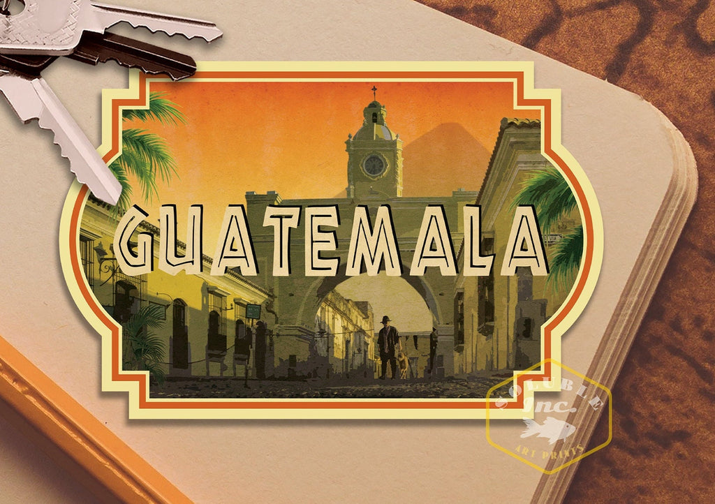 Guatemala travel sticker, vintage style decal for suitcase, luggage, laptop or water bottle