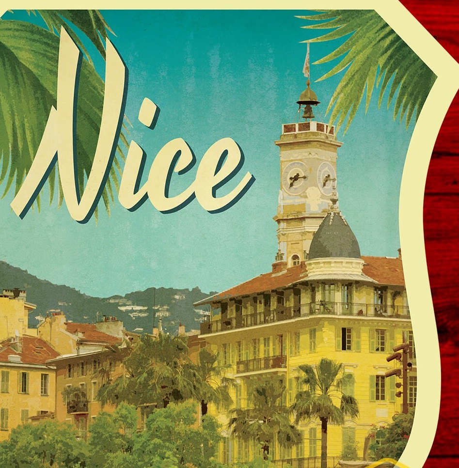 Nice France Travel Sticker: Vintage Suitcase Luggage Decal