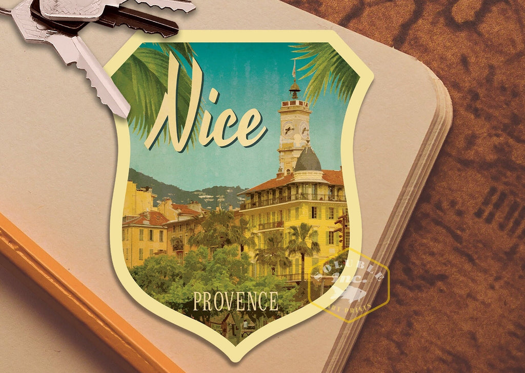 Nice France Travel Sticker: Vintage Suitcase Luggage Decal