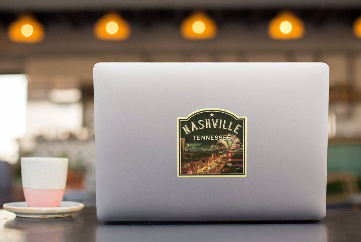 Nashville Tennessee travel sticker, vintage style decal for suitcase, luggage, laptop or water bottle
