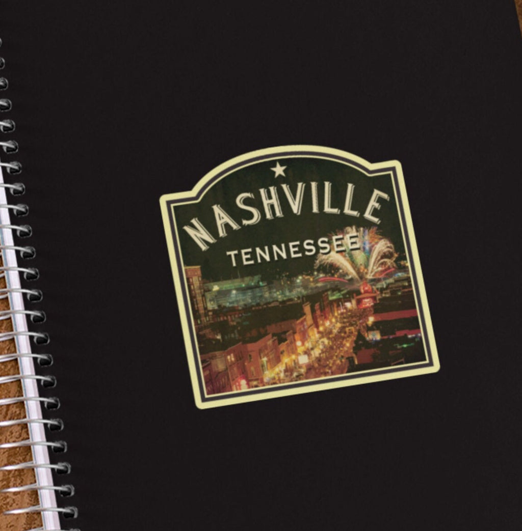 Nashville Tennessee travel sticker, vintage style decal for suitcase, luggage, laptop or water bottle