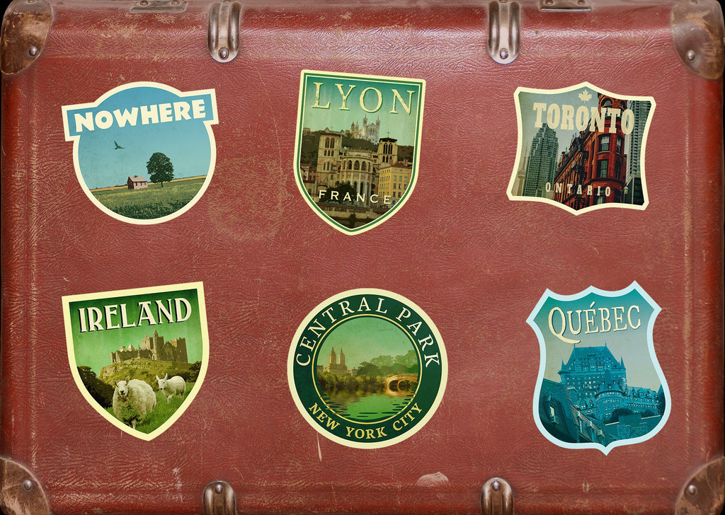 Lyon France Travel Sticker: Vintage Suitcase Luggage Decal