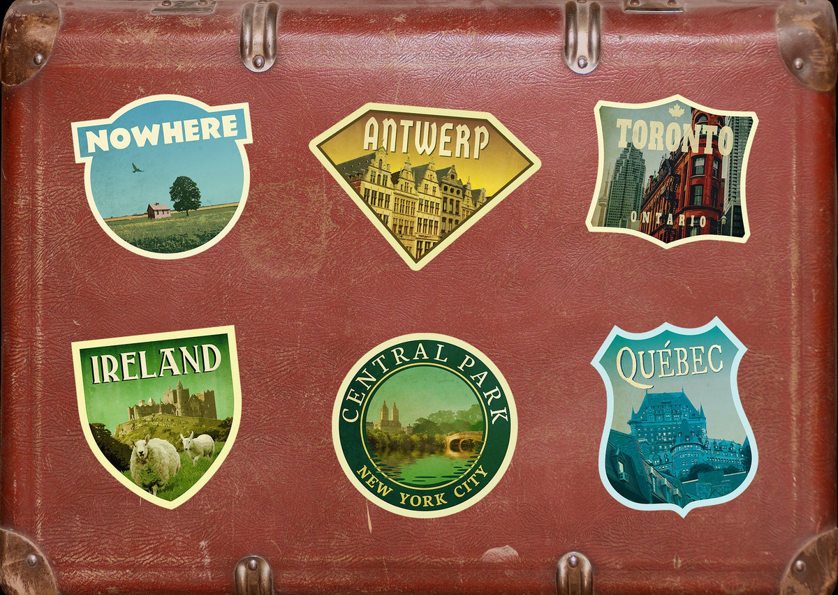 Antwerp Belgium Travel Sticker: Vintage Suitcase Luggage Decal