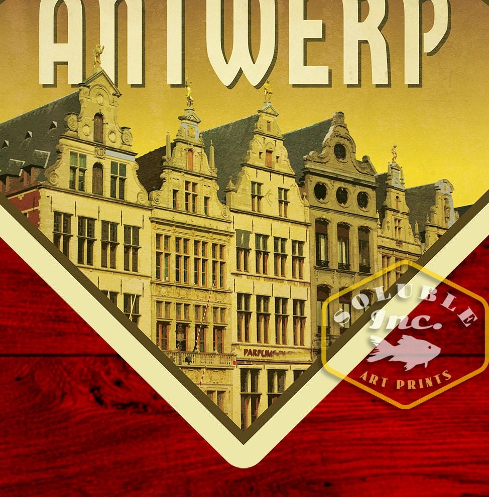 Antwerp Belgium Travel Sticker: Vintage Suitcase Luggage Decal