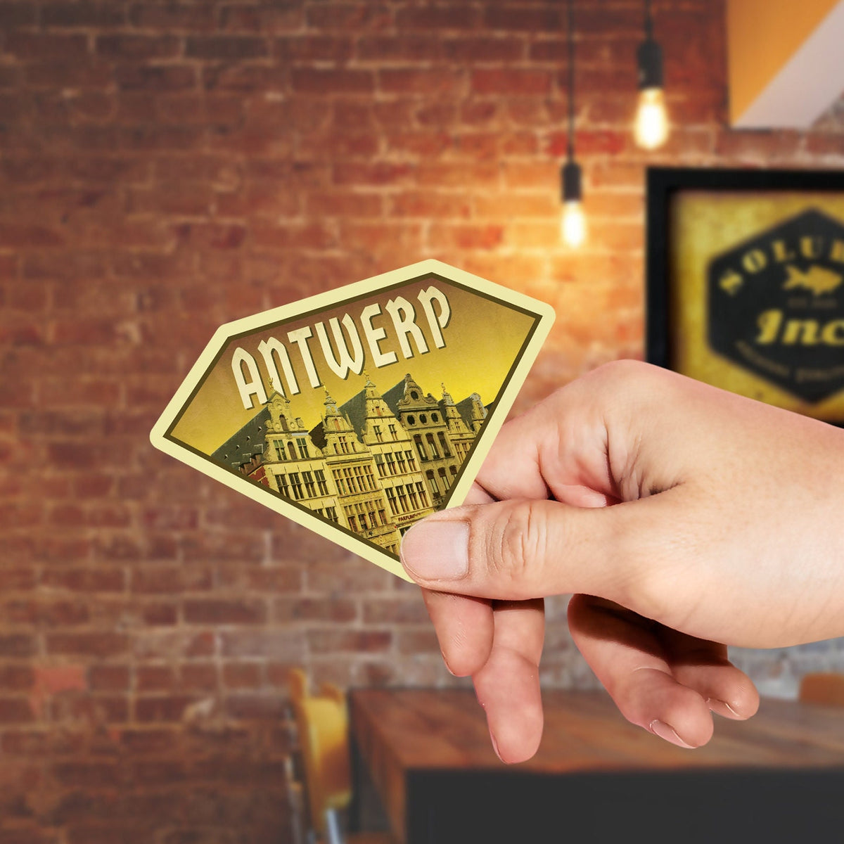 Antwerp Belgium Travel Sticker: Vintage Suitcase Luggage Decal