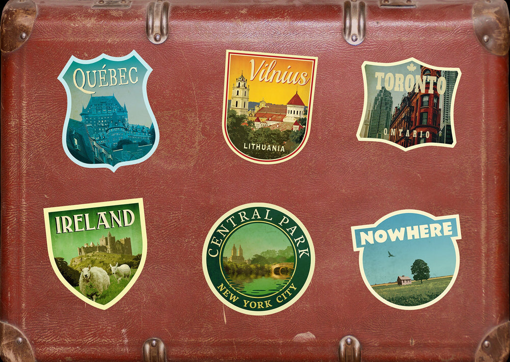Vilnius Lithuania Travel Sticker: Vintage Suitcase Decal