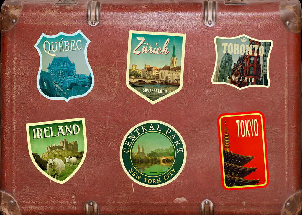 Zurich Switzerland Travel Sticker: Vintage=style Luggage, Laptop Decal