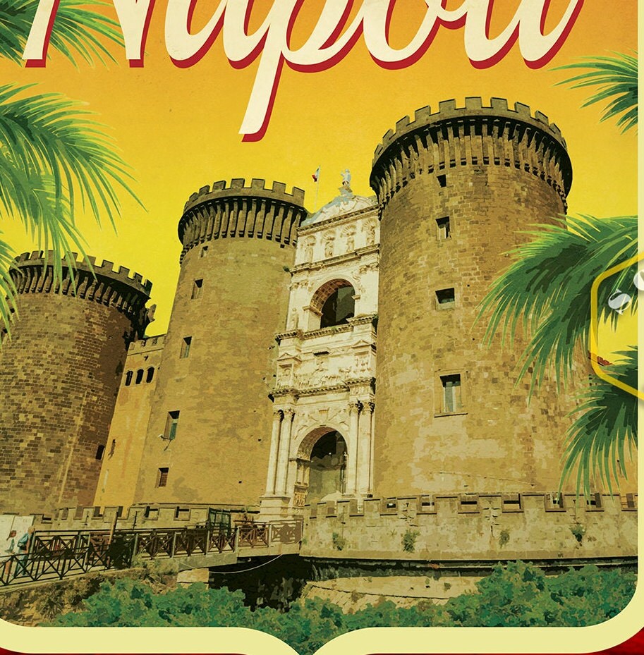 Naples Italy Travel Sticker: Vintage Suitcase Decal