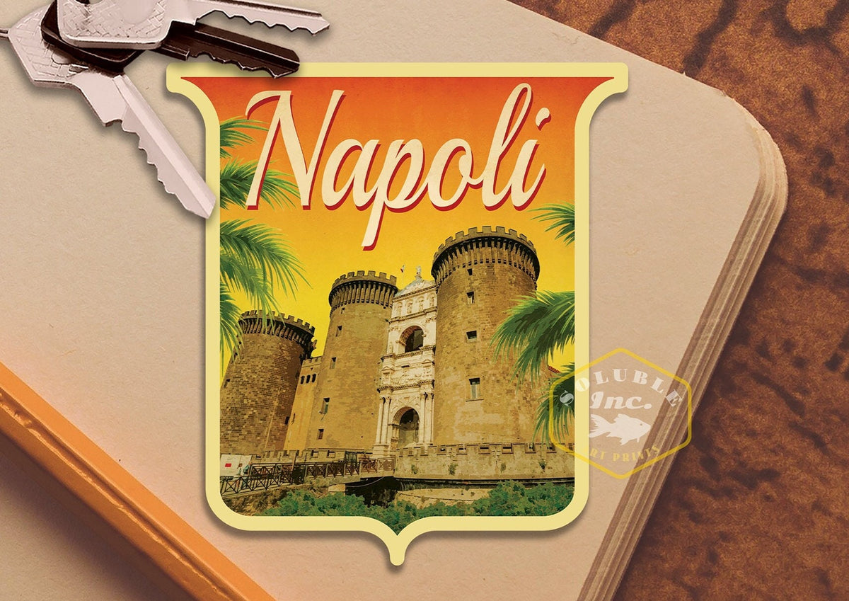 Naples Italy Travel Sticker: Vintage Suitcase Decal
