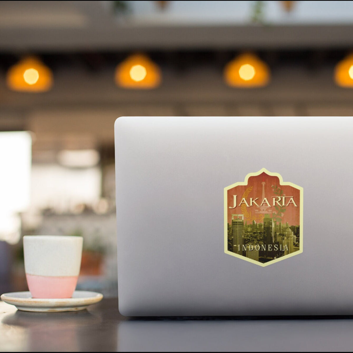 Jakarta Indonesia travel sticker, vintage style decal for suitcase, luggage, laptop or water bottle