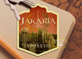 Jakarta Indonesia travel sticker, vintage style decal for suitcase, luggage, laptop or water bottle