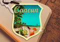 Cancun Mexico travel sticker, vintage style decal for suitcase, luggage, laptop or water bottle