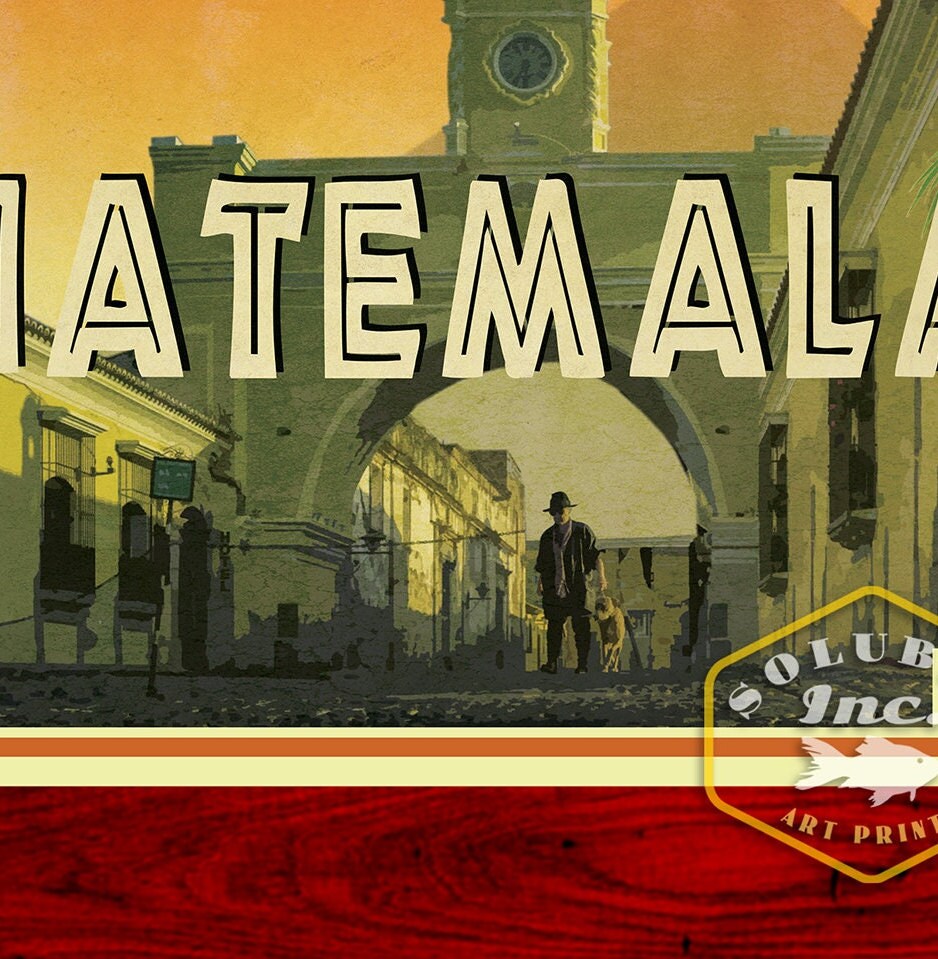 Guatemala travel sticker, vintage style decal for suitcase, luggage, laptop or water bottle