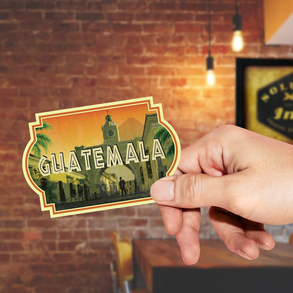Guatemala travel sticker, vintage style decal for suitcase, luggage, laptop or water bottle