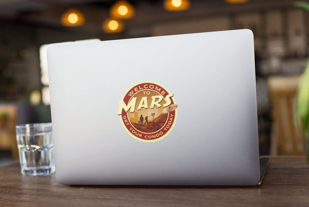 Mars travel sticker, vintage style decal for suitcase, luggage, laptop or water bottle