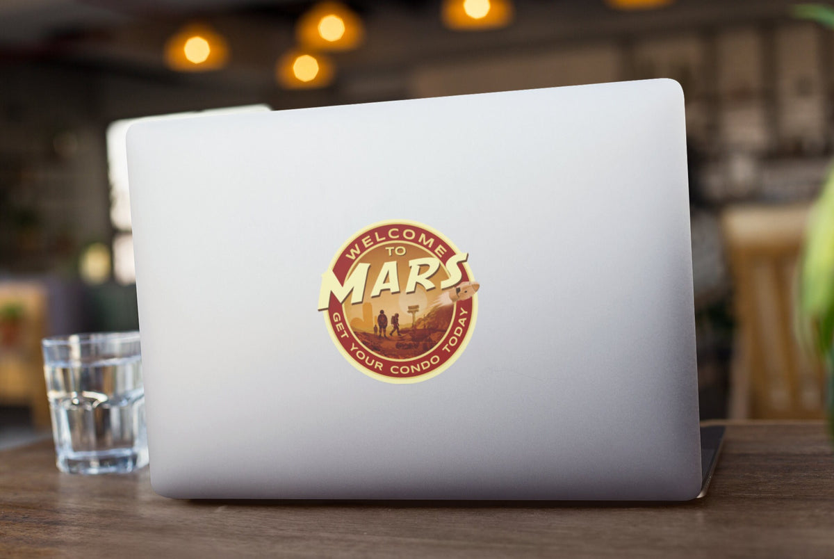 Mars travel sticker, vintage style decal for suitcase, luggage, laptop or water bottle