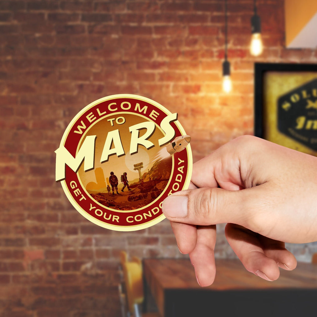 Mars travel sticker, vintage style decal for suitcase, luggage, laptop or water bottle