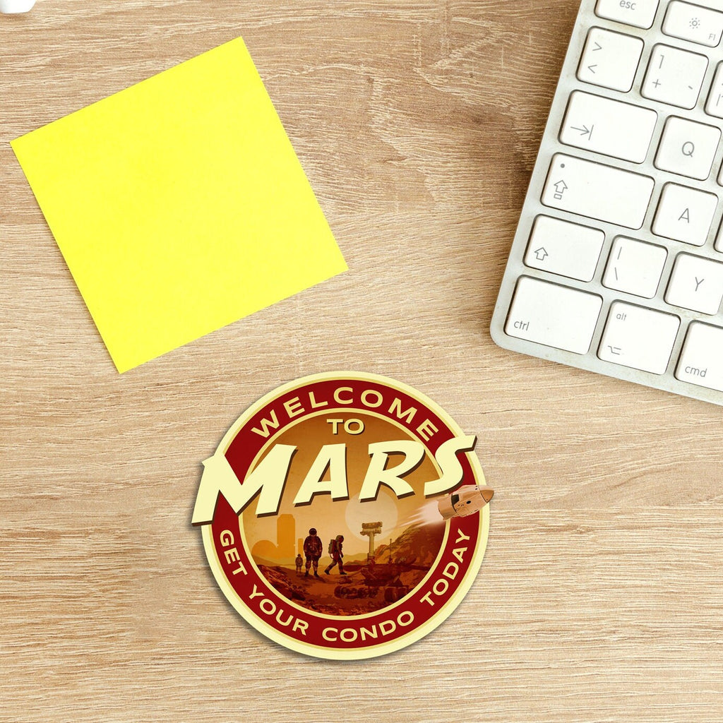 Mars travel sticker, vintage style decal for suitcase, luggage, laptop or water bottle