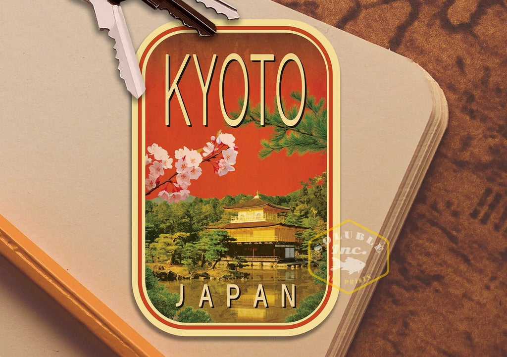Kyoto Japan travel sticker, vintage style decal for suitcase, luggage, laptop or water bottle