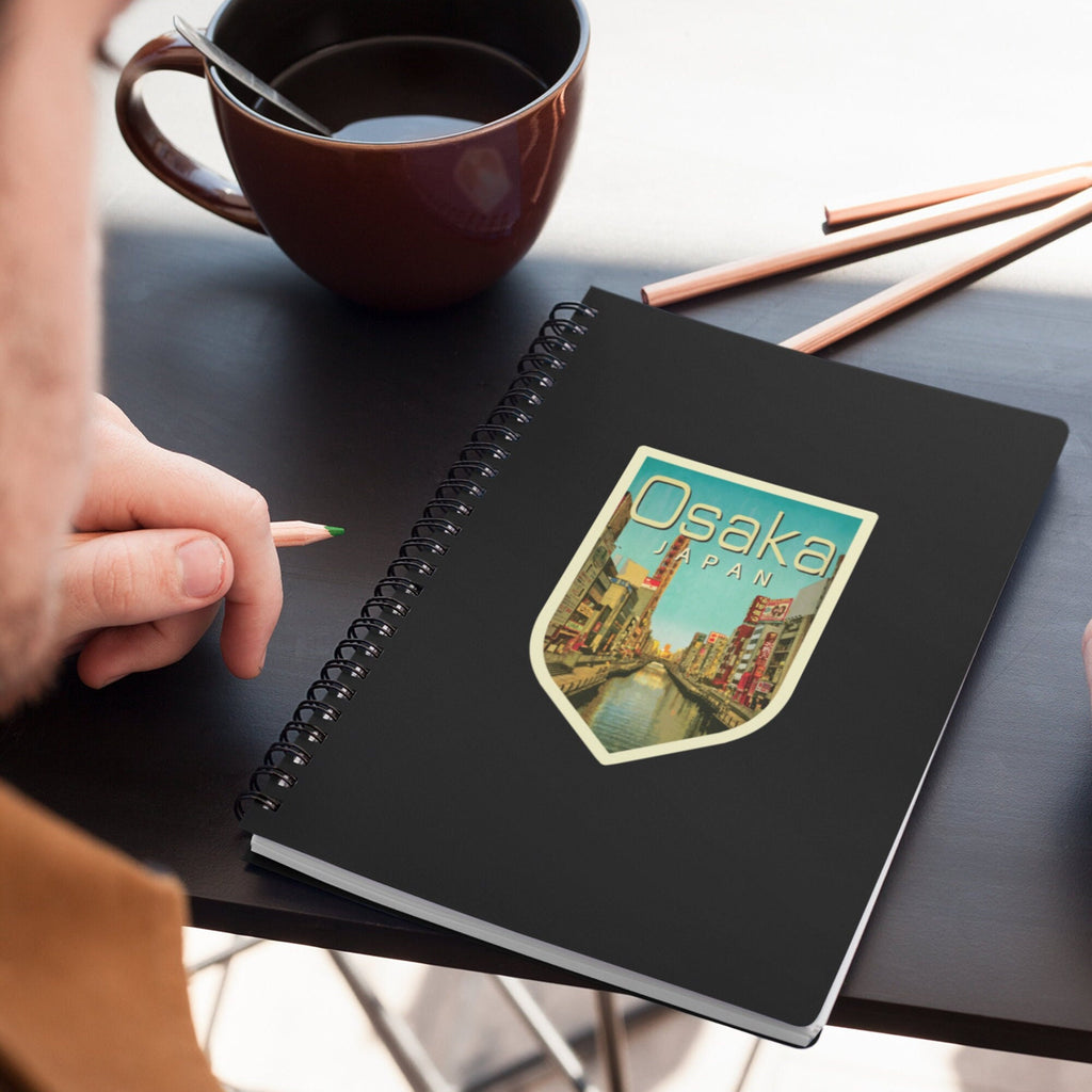 Osaka Japan travel sticker, vintage style decal for suitcase, luggage, laptop or water bottle