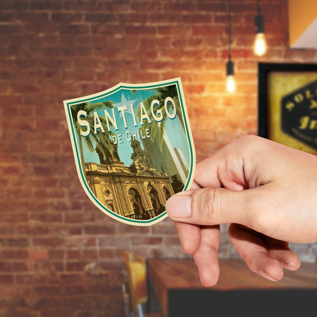 Santiago, Chile travel sticker, vintage style decal for suitcase, luggage, laptop or water bottle