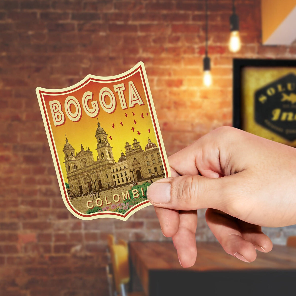 Bogota Colombia travel sticker, vintage style decal for suitcase, luggage, laptop or water bottle