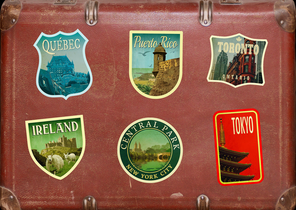 Puerto Rico Travel Sticker: Vintage Suitcase Decal