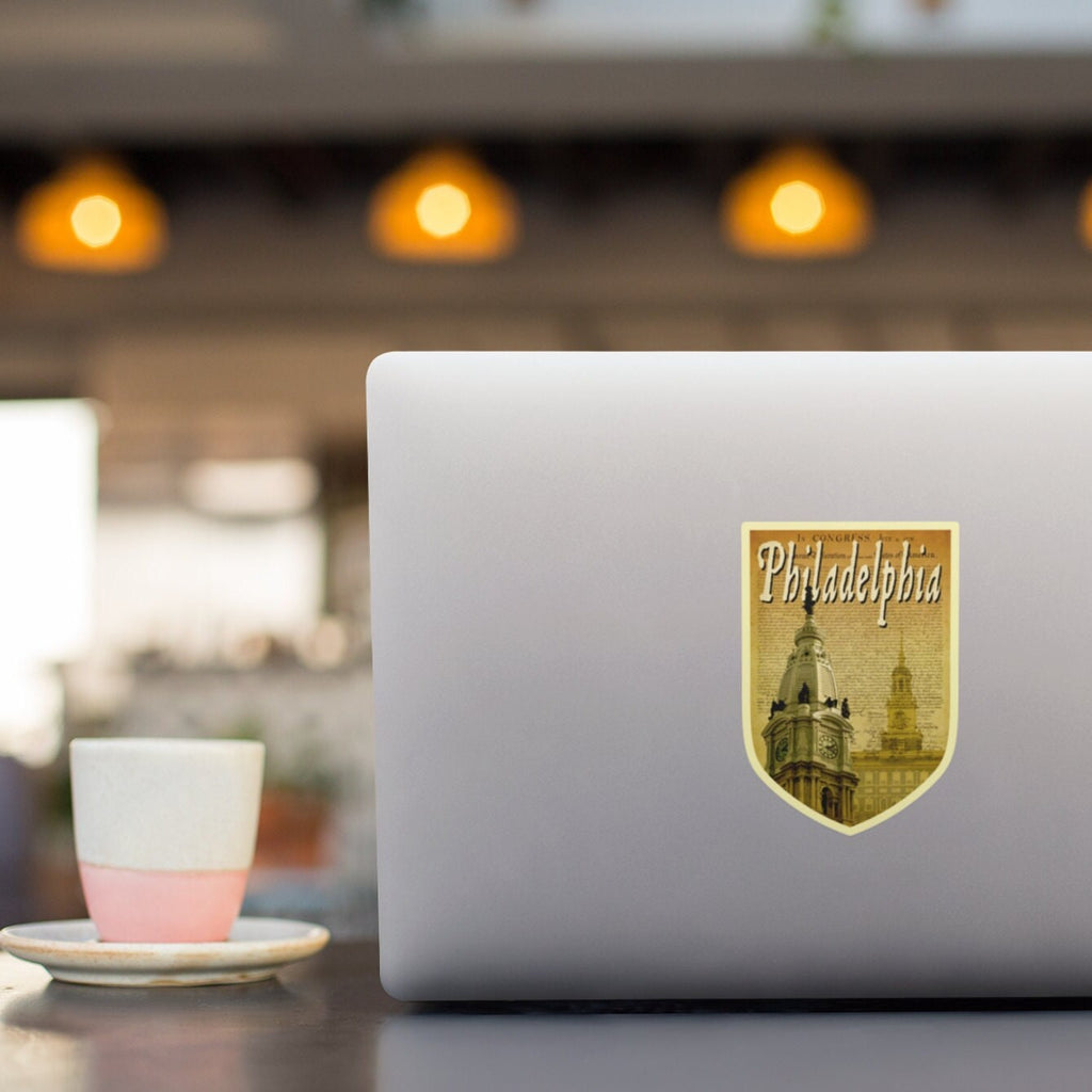 Philadelphia travel sticker, vintage style decal for suitcase, luggage, laptop or water bottle