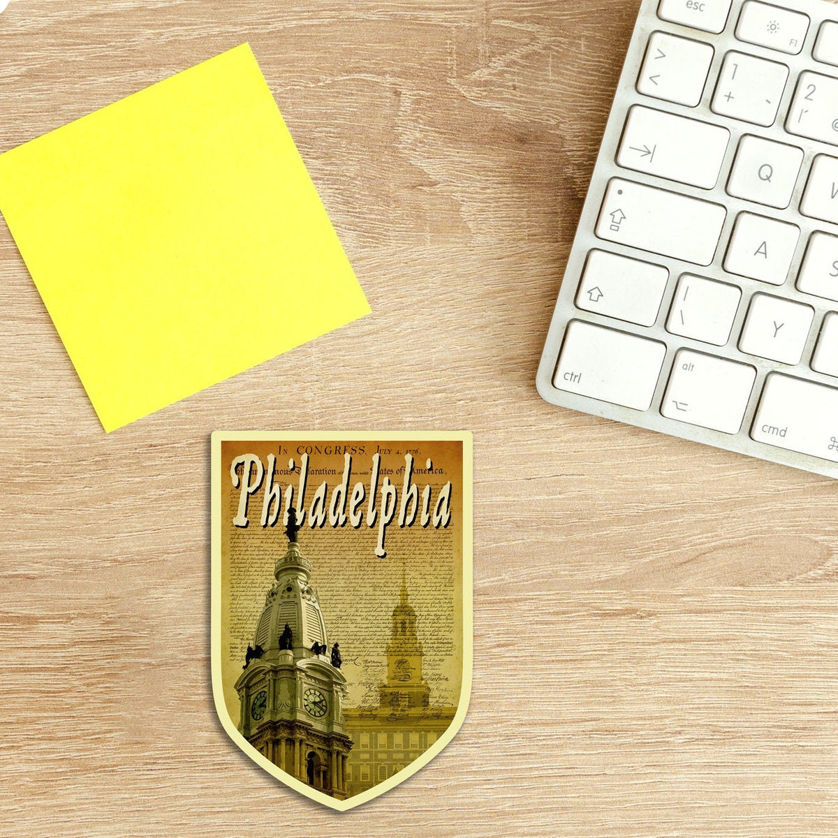 Philadelphia travel sticker, vintage style decal for suitcase, luggage, laptop or water bottle