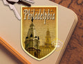 Philadelphia travel sticker, vintage style decal for suitcase, luggage, laptop or water bottle