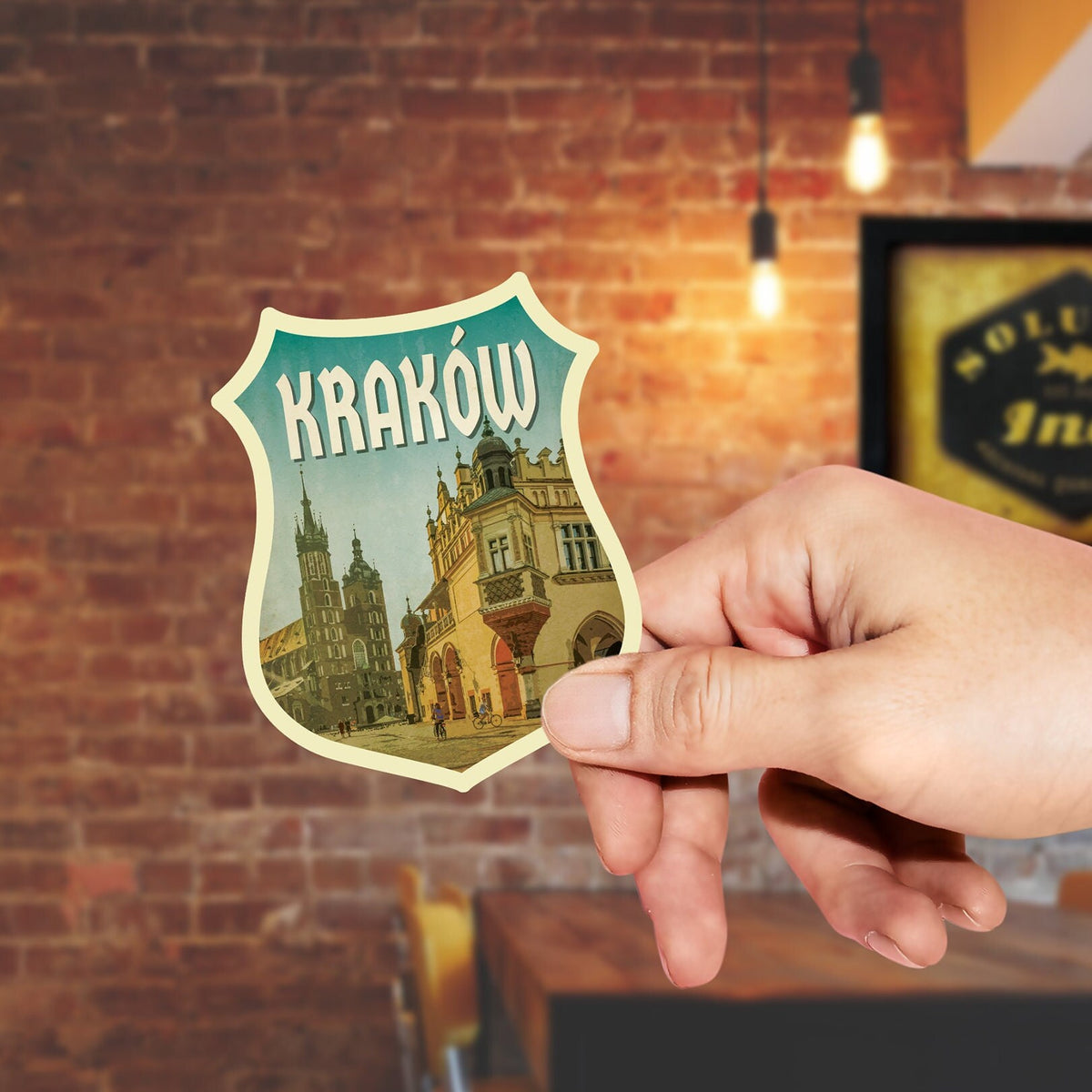 Krakow Poland Travel Sticker: Vintage Suitcase Decal