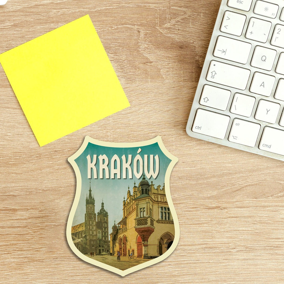 Krakow Poland Travel Sticker: Vintage Suitcase Decal