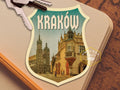 Krakow Poland Travel Sticker: Vintage Suitcase Decal