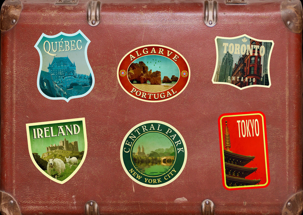 Algarve Portugal Travel Sticker: Vintage-style Suitcase Decal