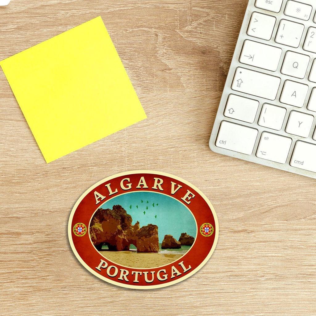 Algarve Portugal Travel Sticker: Vintage-style Suitcase Decal