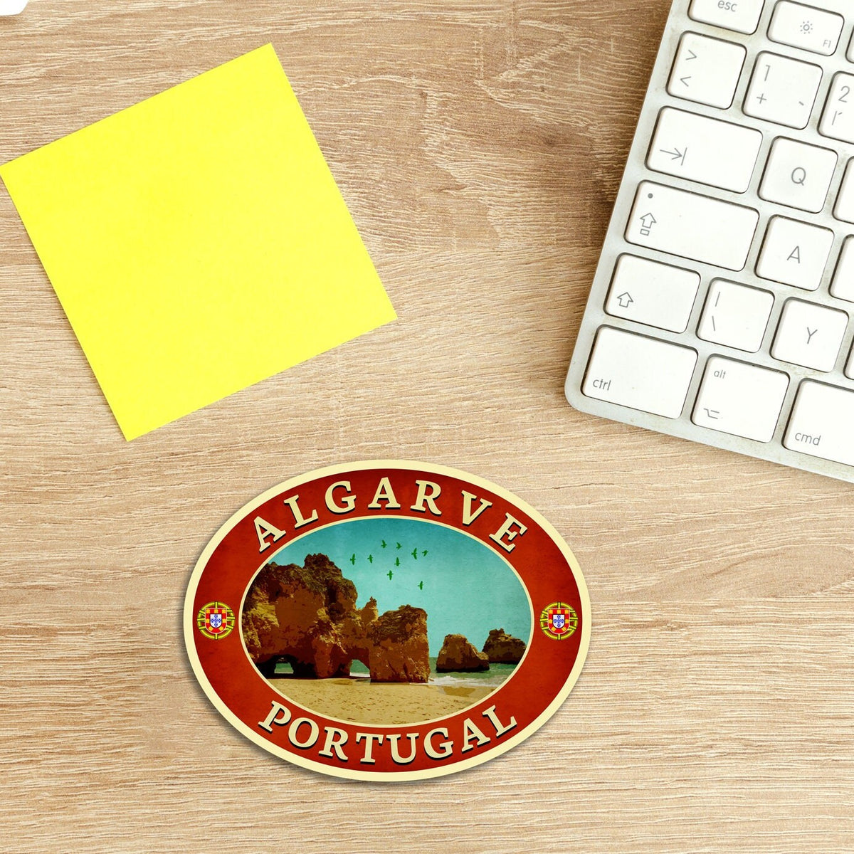 Algarve Portugal Travel Sticker: Vintage-style Suitcase Decal