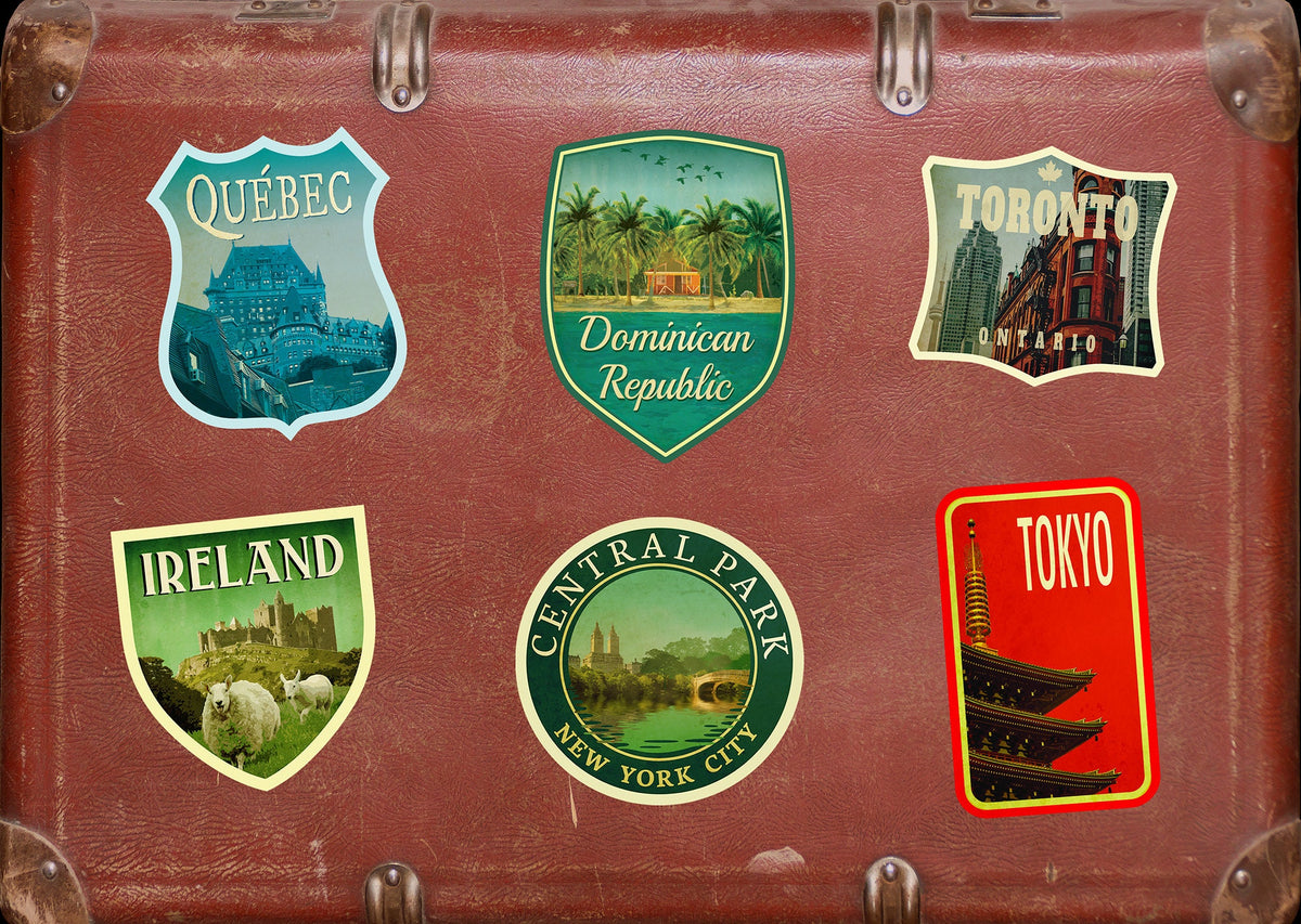 Dominican Republic Travel Sticker: Vintage Suitcase Decal