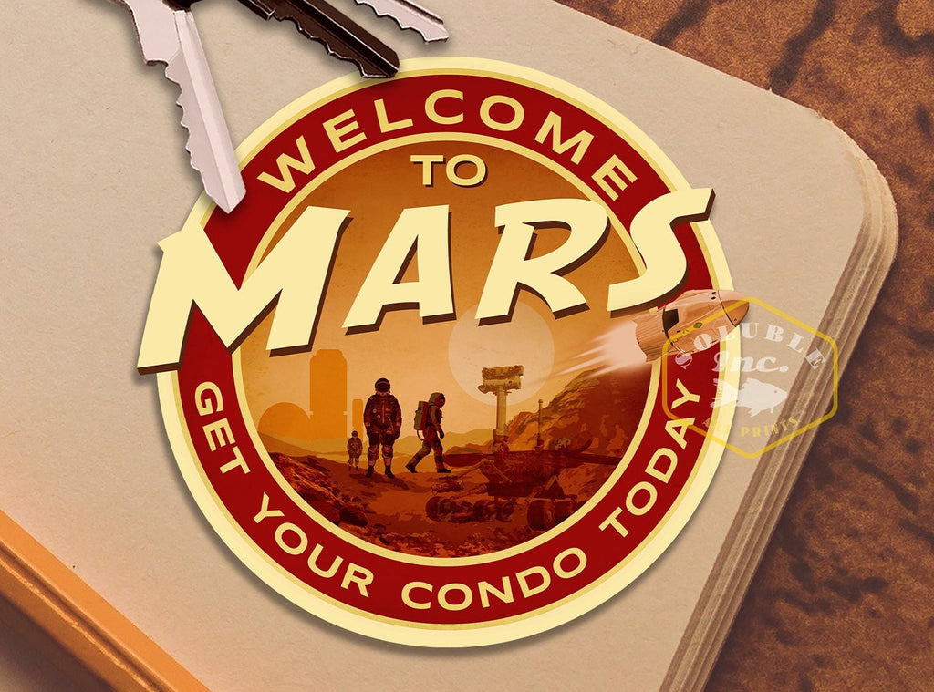 Mars travel sticker, vintage style decal for suitcase, luggage, laptop or water bottle