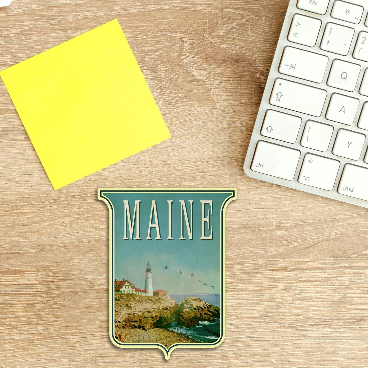Maine travel sticker, vintage style decal for suitcase, luggage, laptop or water bottle