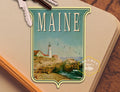Maine travel sticker, vintage style decal for suitcase, luggage, laptop or water bottle