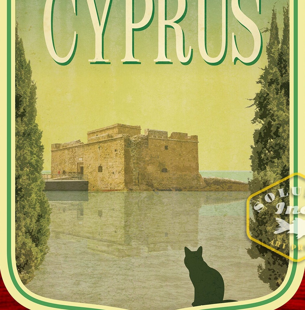 Cyprus travel sticker, vintage style decal for suitcase, luggage, laptop or water bottle