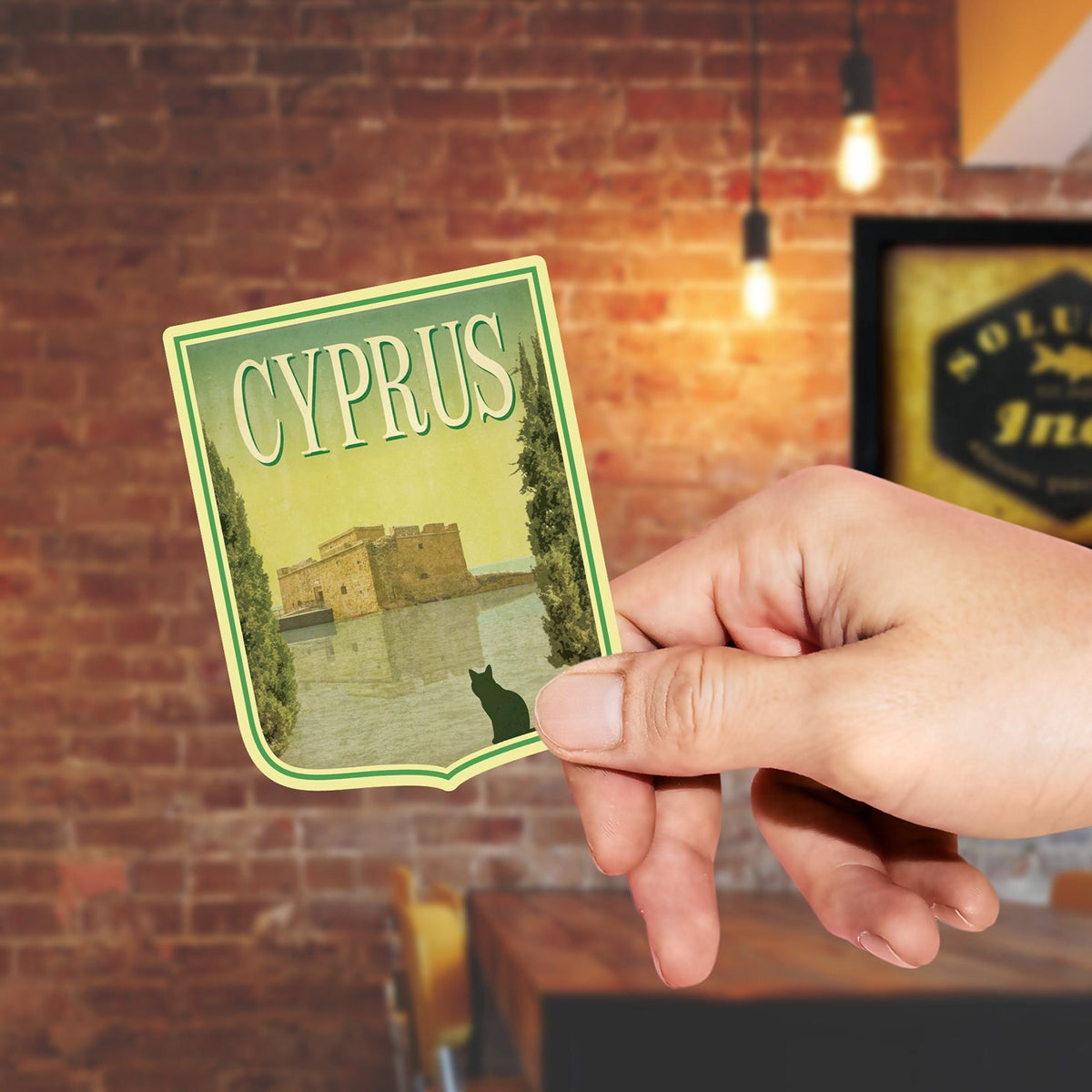 Cyprus travel sticker, vintage style decal for suitcase, luggage, laptop or water bottle