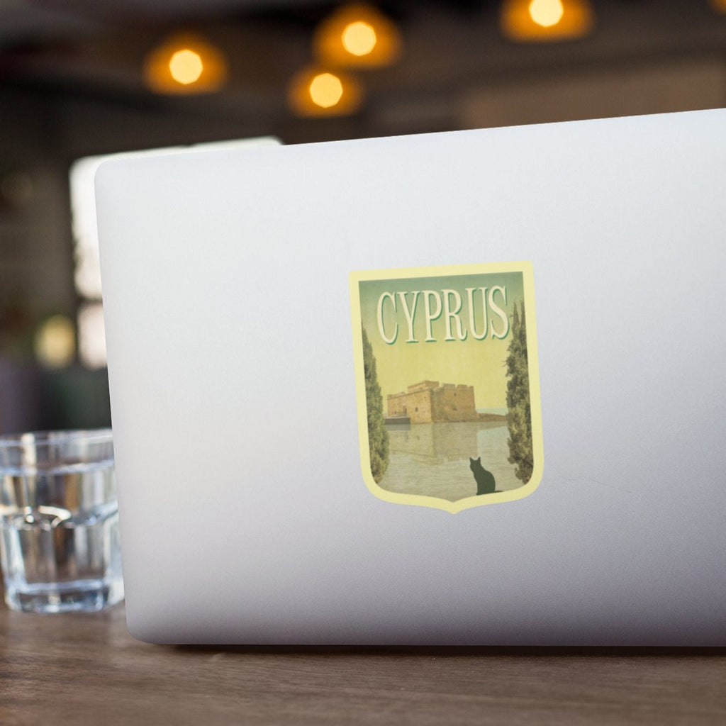Cyprus travel sticker, vintage style decal for suitcase, luggage, laptop or water bottle
