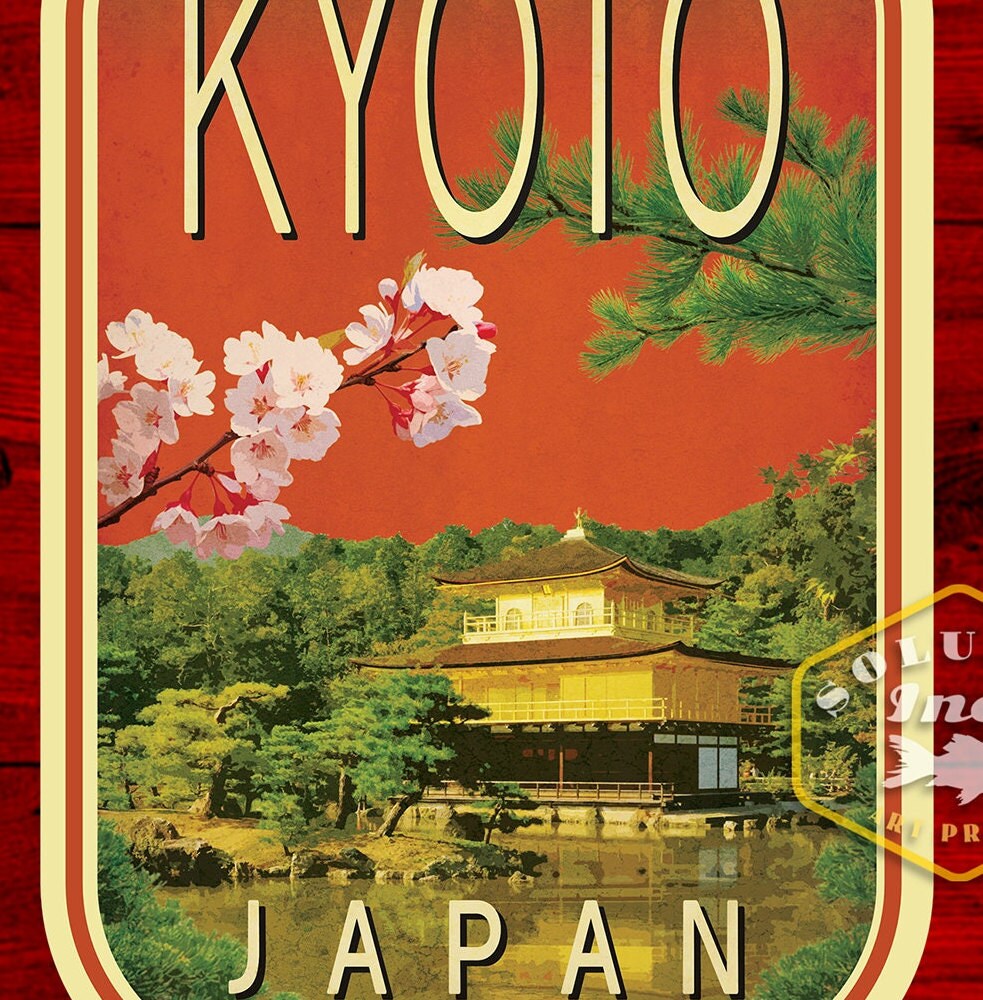 Kyoto Japan travel sticker, vintage style decal for suitcase, luggage, laptop or water bottle